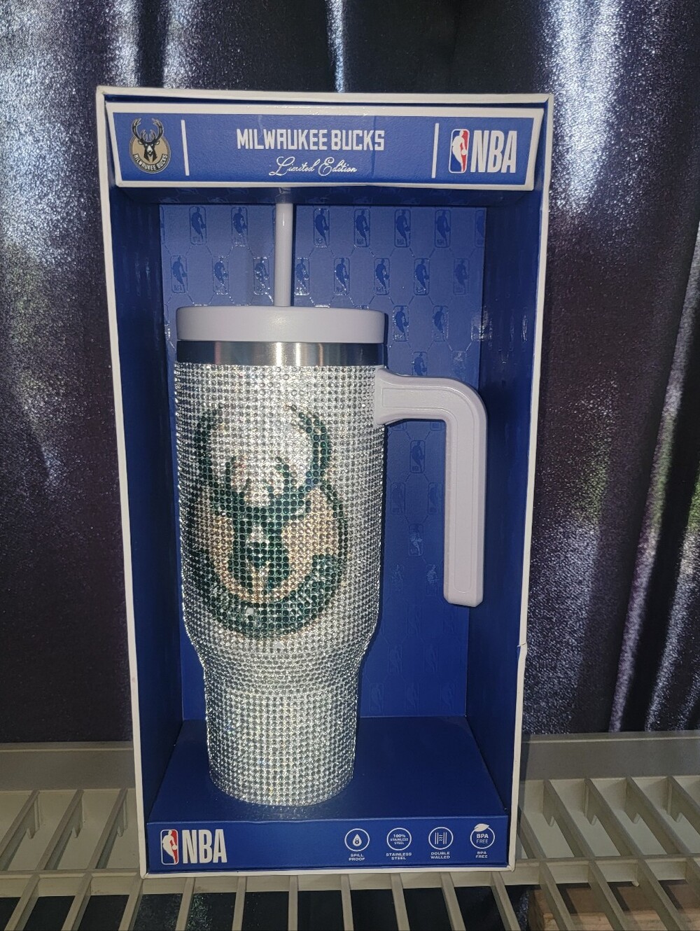 NBA Bling Milwaukee Bucks crystal Bling Tumbler NIB